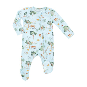 Angel Dear Farm Friends two-way zipper footie, front view