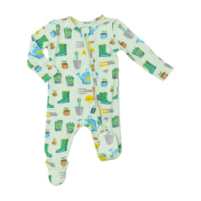 Angel Dear Garden Tools unisex two-way zipper footie for babies