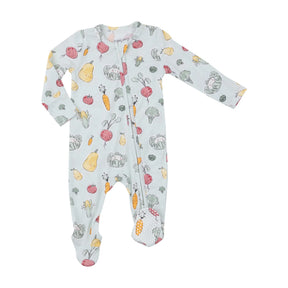 Angel Dear Watercolor Baby Veggies bamboo two-way zipper footie for babies, image 1