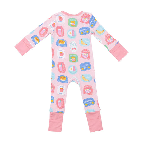 Two Way Zipper Romper - Breakfast Club Patches Pink | Angel Dear - Jenni Kidz