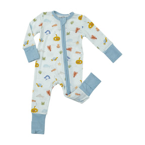 Angel Dear Inky Ocean zipper romper for baby boys with sea life print
