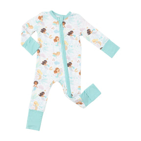 Angel Dear Magical Mermaids bamboo two-way zipper romper, front view
