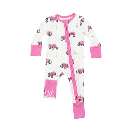 Two Way Zipper Romper - Pink Tractors | Angel Dear - Jenni Kidz