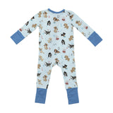 Two Way Zipper Romper - Puppy Alphabet Blue | Angel Dear - Jenni Kidz