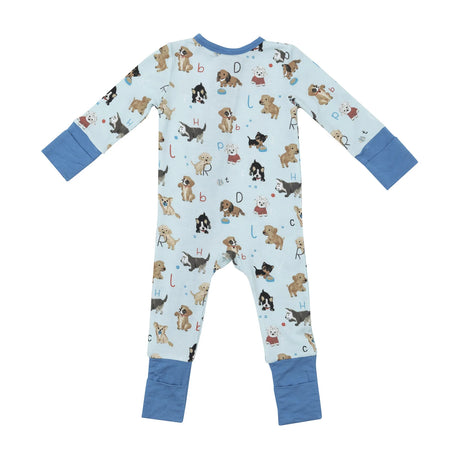 Two Way Zipper Romper - Puppy Alphabet Blue | Angel Dear - Jenni Kidz