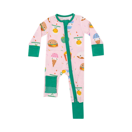 Two Way Zipper Romper - Send Snacks Pink | Angel Dear - Jenni Kidz