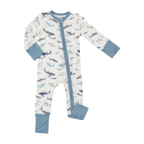 Angel Dear Sharks two-way zipper romper for baby boys