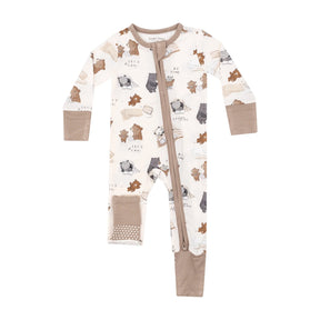 Angel Dear Sleepytime Bears bamboo zipper romper for baby boys