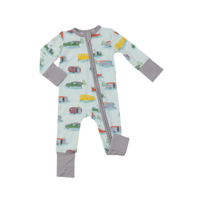 Angel Dear Vintage Campers zipper romper for baby boys with retro camper print