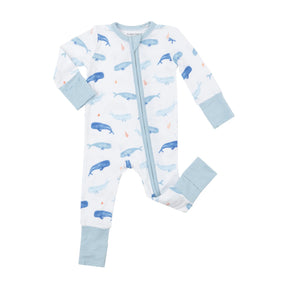 Angel Dear Whale Hello There bamboo zipper romper for baby boys - image 1