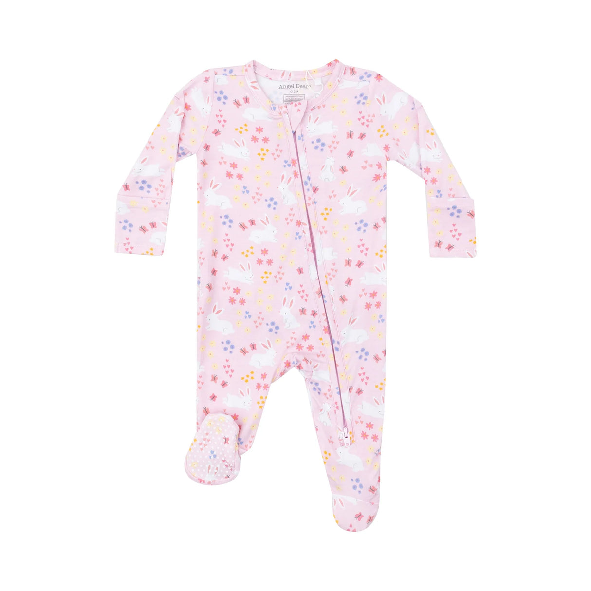 Two Way Zipper Ruffle Back Footie - Bunny Meadow | Angel Dear - Jenni Kidz