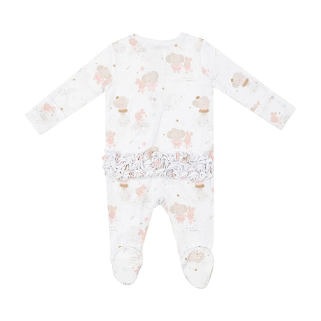 Two Way Zipper Ruffle Back Footie - Elephant + Bunny Ballerinas | Angel Dear - Jenni Kidz