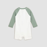 Dusty Green Color Block Long-Sleeved Swim Romper | Miles The Label - Jenni Kidz