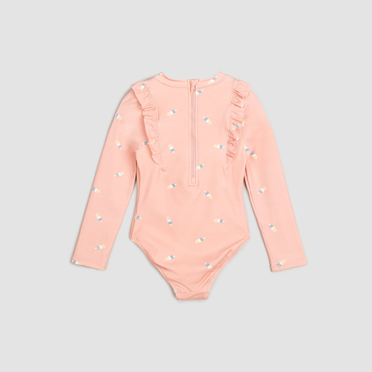 Popsicle Print on Dusty Pink Long-Sleeve One-Piece Swimsuit | Petit Lem - Jenni Kidz