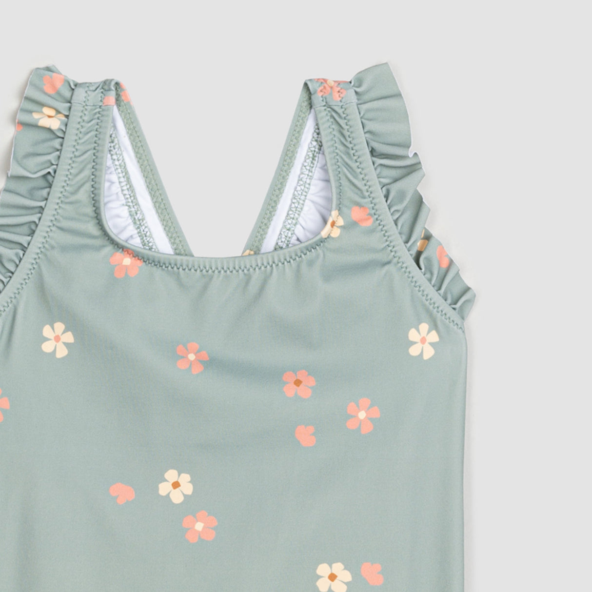 Floral Print on Dusty Green One-Piece Swimsuit | Petit Lem - Jenni Kidz