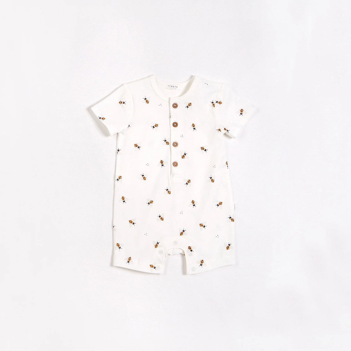 Bees Print on Henley Jersey Romper | Petit Lem - Jenni Kidz