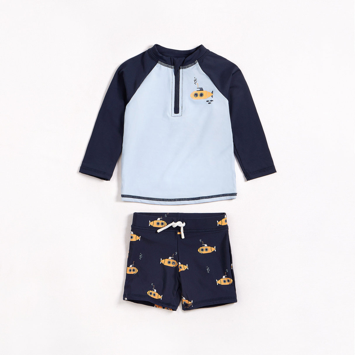 Navy Raglan Rashguard and Submarine Swim Shorts Set | Petit Lem - Jenni Kidz