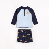 Navy Raglan Rashguard and Submarine Swim Shorts Set | Petit Lem - Jenni Kidz