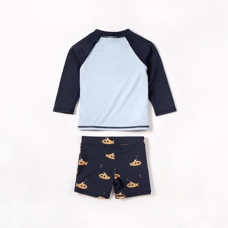 Navy Raglan Rashguard and Submarine Swim Shorts Set | Petit Lem - Jenni Kidz