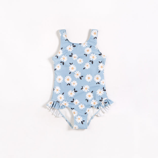 Daisies on Dusty Blue One-Piece Swimsuit | Petit Lem - Jenni Kidz