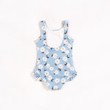 Daisies on Dusty Blue One-Piece Swimsuit | Petit Lem - Jenni Kidz