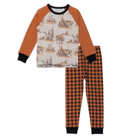 Organic Cotton Two Piece Forest Printed Pajama Set | DEUX PAR DEUX - Jenni Kidz