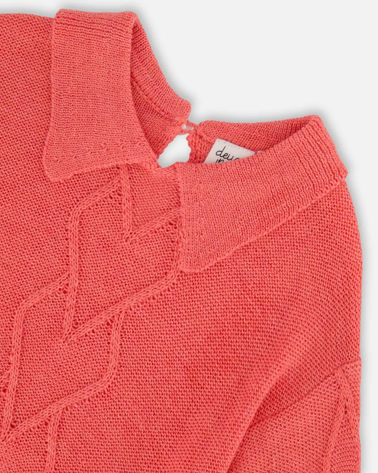 3/4 Knit Sweater With Collar Coral | Deux par Deux | Jenni Kidz