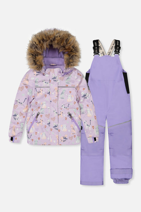 Two Piece Discover Snowsuit Purple Printed Cats-0