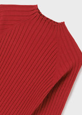 Ribbed Knit Mockneck Long Sleeve - Red Girls | Mayoral - Jenni Kidz