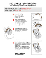 Car seat installation steps for the black Deux par Deux bunting bag (instruction diagram)