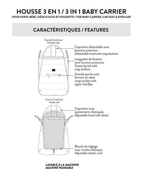 Deux par Deux 3-In-1 Multifunction Cover For Car Seat, Stroller, And Baby Carrier In Chanterelle