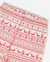 Adult Men Organic Cotton Two-Piece Pajama Set Red And White Fairisle | Deux par Deux | Jenni Kidz
