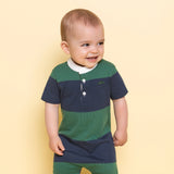 Navy and Racing Green Striped Henley Romper | Miles The Label - Jenni Kidz