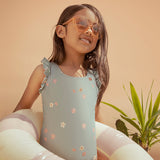 Floral Print on Dusty Green One-Piece Swimsuit | Petit Lem - Jenni Kidz