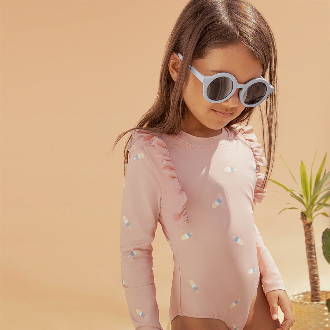 Popsicle Print on Dusty Pink Long-Sleeve One-Piece Swimsuit | Petit Lem - Jenni Kidz