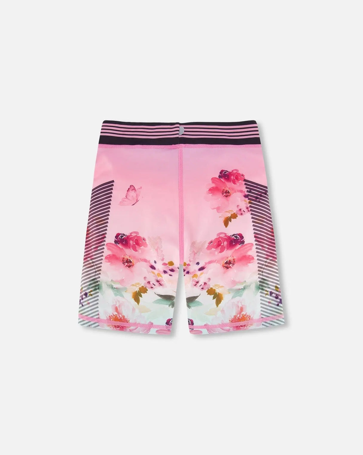 Athletic Biker Shorts Gradient Pink Printed Big Flowers | Deux par Deux | Jenni Kidz