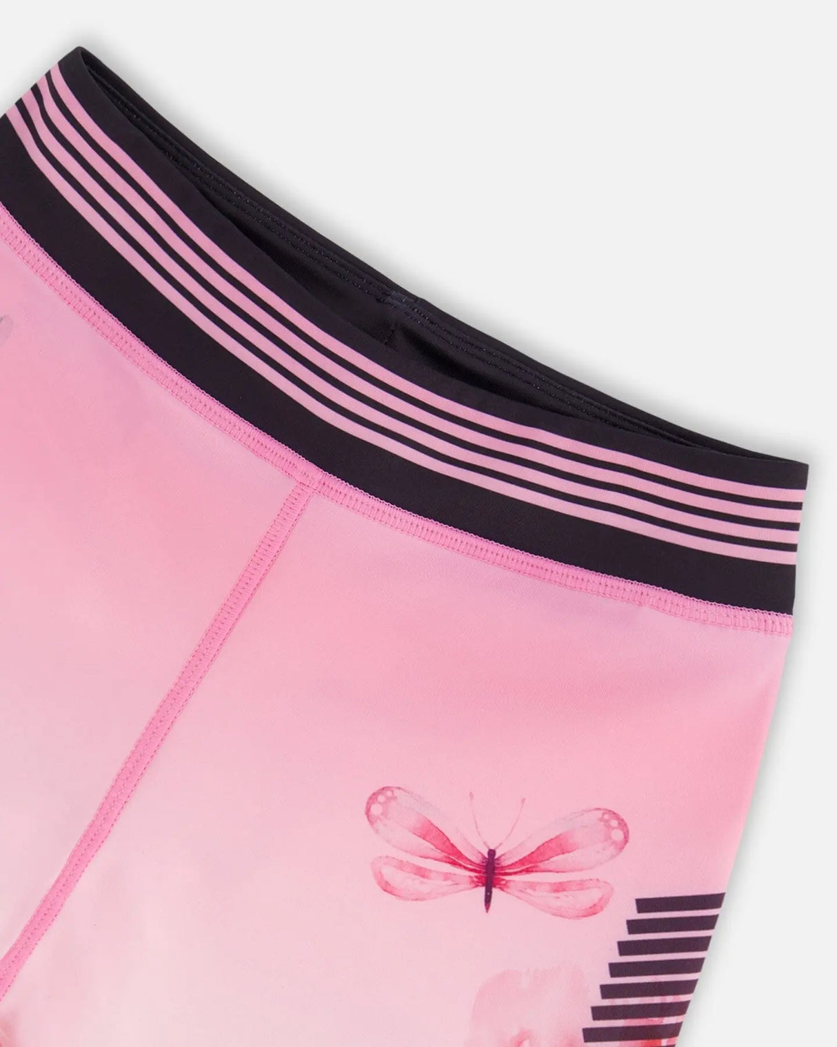 Athletic Biker Shorts Gradient Pink Printed Big Flowers | Deux par Deux | Jenni Kidz