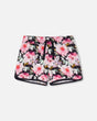 Athletic Shorts Black Printed Big Flowers | Deux par Deux | Jenni Kidz