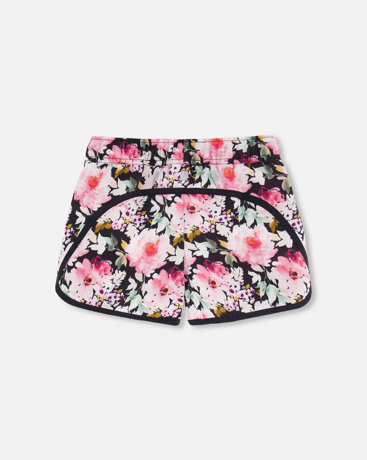 Athletic Shorts Black Printed Big Flowers | Deux par Deux | Jenni Kidz