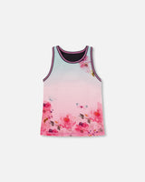 Athletic Tank Gradient Pink Printed Big Flowers | Deux par Deux | Jenni Kidz