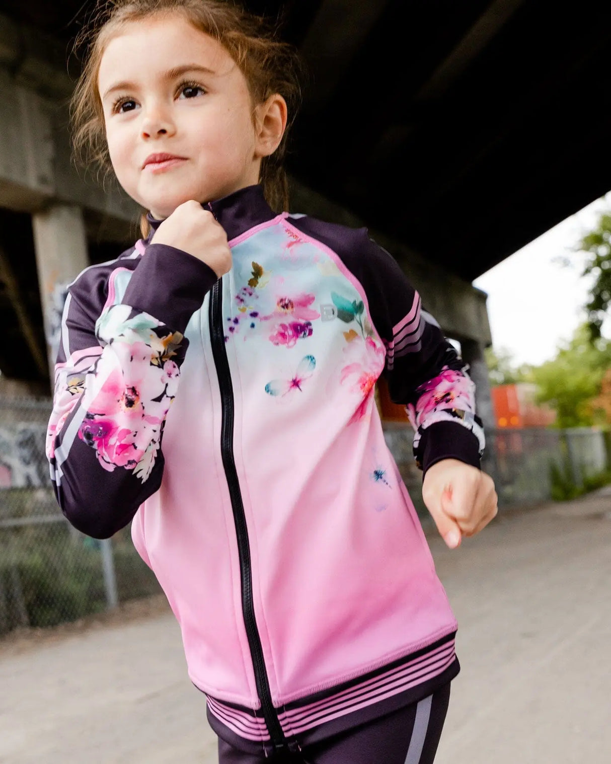 Athletic Vest Gradient Pink Printed Big Flowers | Deux par Deux | Jenni Kidz