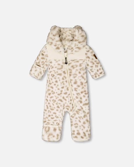 Baby Mid-Season Plush One Piece Outerwear Cream Leopard Print | Deux par Deux | Jenni Kidz
