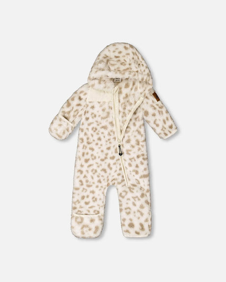 Baby Mid-Season Plush One Piece Outerwear Cream Leopard Print | Deux par Deux | Jenni Kidz