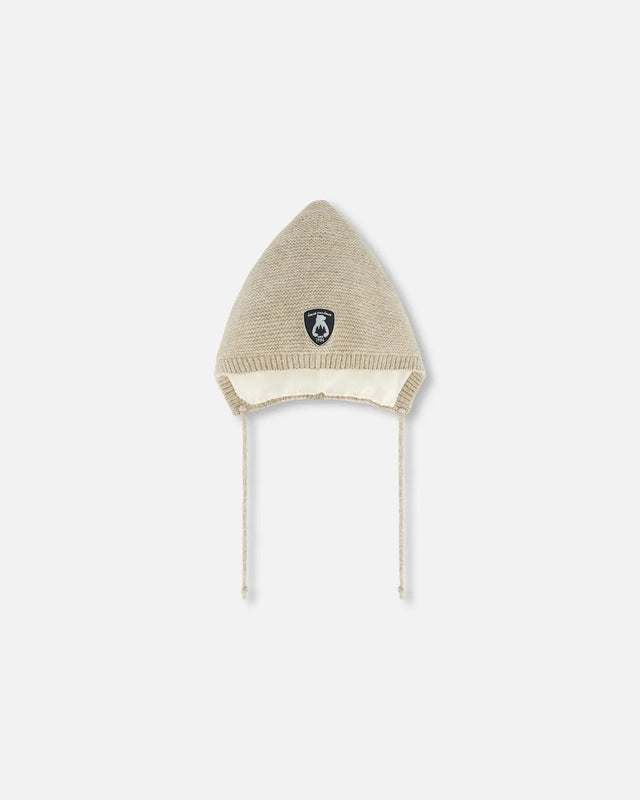 Baby Pointed Knit Hat In Beige | Deux par Deux | Jenni Kidz