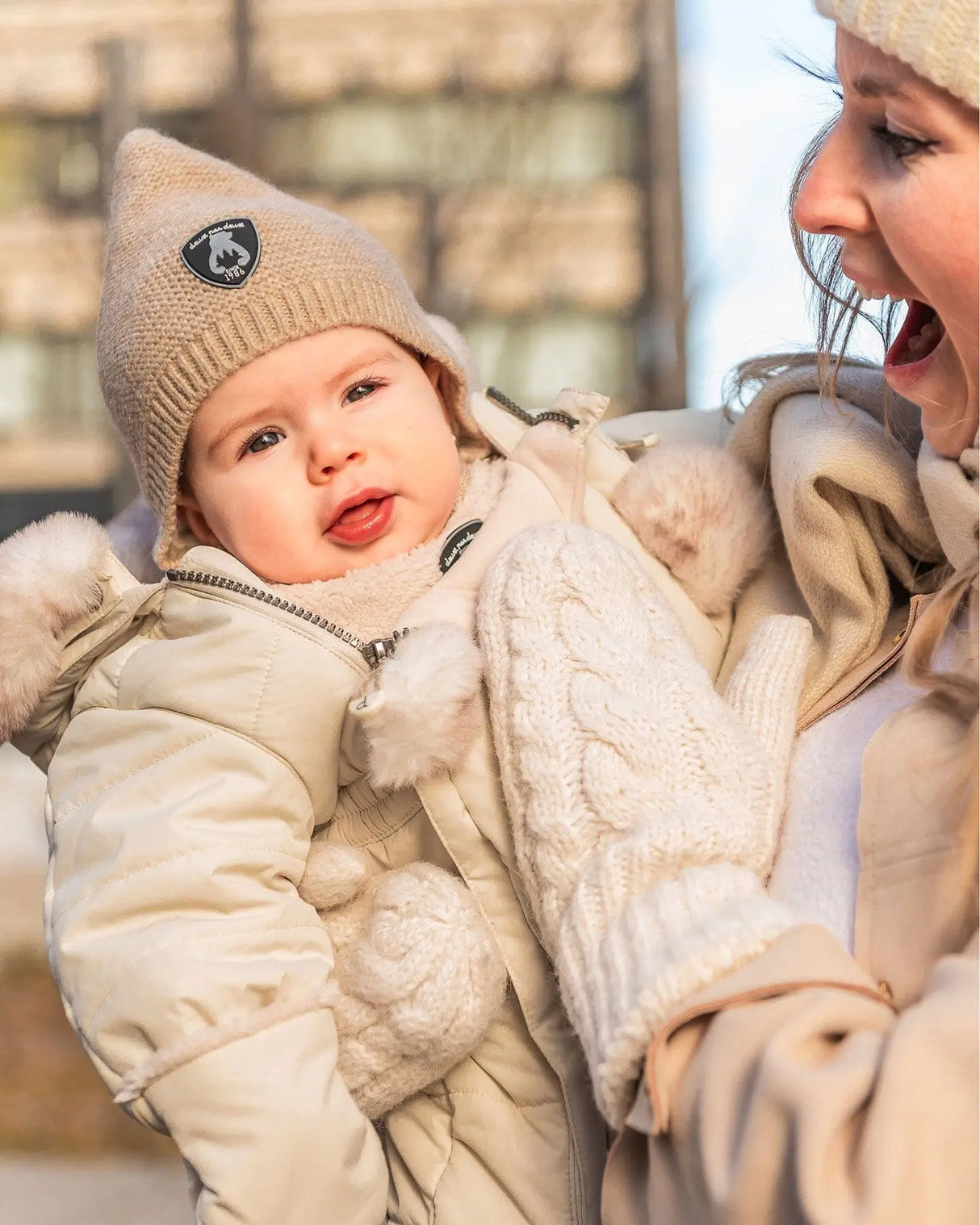 Baby Pointed Knit Hat In Beige | Deux par Deux | Jenni Kidz