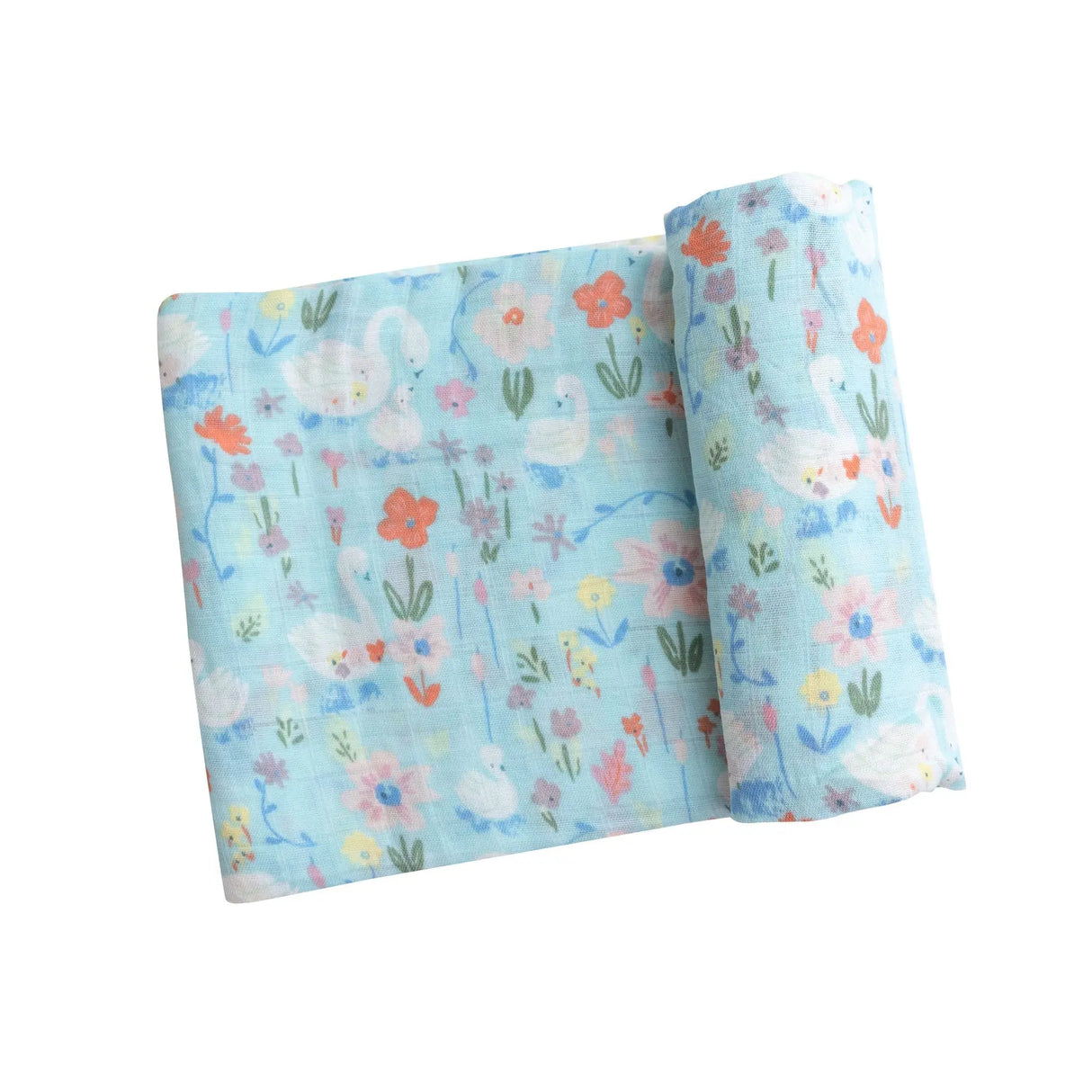 Bamboo Muslin Swaddle Blanket - Swans Blue | Angel Dear | Angel Dear | Jenni Kidz