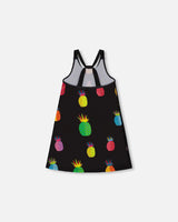 Beach Dress Black Printed Pineapples | Deux par Deux | Jenni Kidz