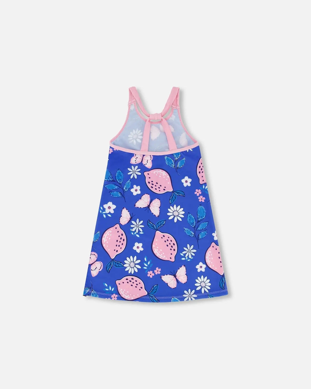 Beach Dress Royal Blue Printed Pink Lemon | Deux par Deux | Jenni Kidz