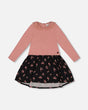 Bi-Material Dress With Eyelet Collar Light Pink Printed Flowers | Deux par Deux | Jenni Kidz