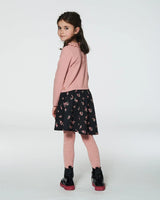 Bi-Material Dress With Eyelet Collar Light Pink Printed Flowers | Deux par Deux | Jenni Kidz